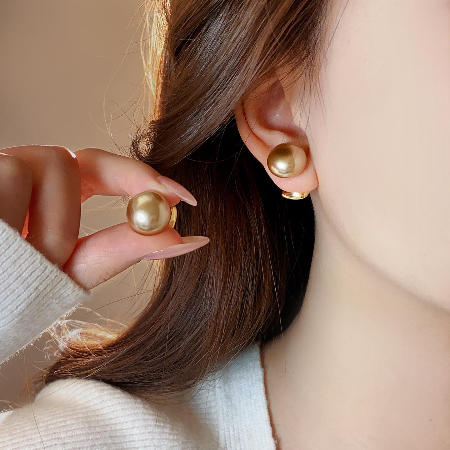 Elegant Two-Way Rhinestone and Pearl Stud Earrings - Autumn/Winter Retro Design