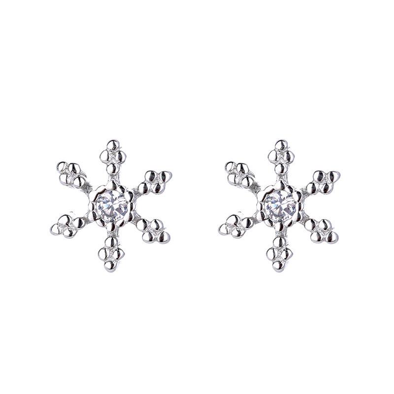 Zircon Snowflake Stud Earrings: Simple, Versatile, Korean Style, Perfect for Women and Christmas.