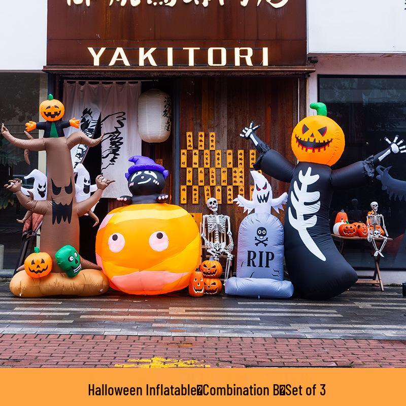 Large Halloween Pumpkin Lantern with Ghost and Spider Décor
