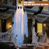 Halloween Hanging Swing Ghost Decor with String Lights Outdoor Halloween Decorations Ghosts Decorations for Porch/Yard/Trees
