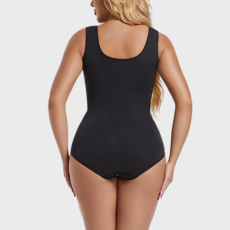 Plus Size Waist Cinching High Waist Shaping Wide Strap Thong Shapewear Bodysuit