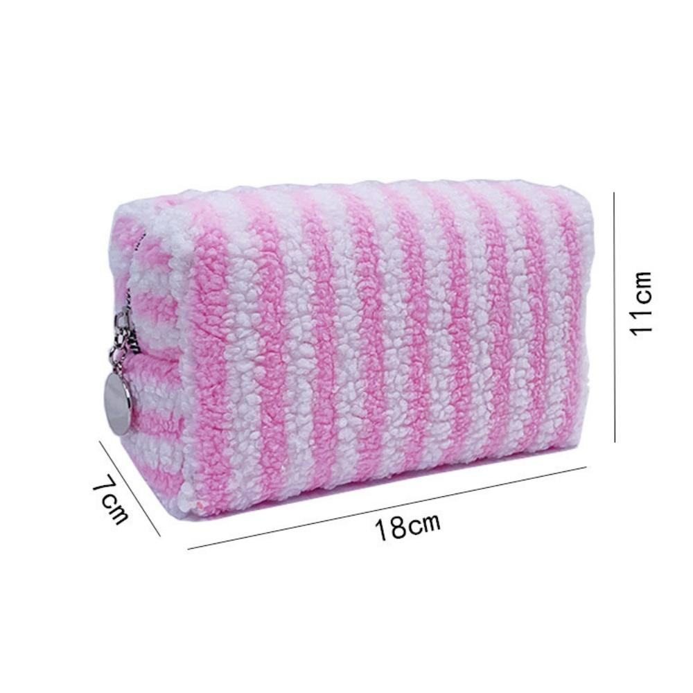 Winter Travel Cosmetic Bag For Men Women Soft Makeup Bag Stripe Beauty Toiletry Bag Makeup Brush Lipstick Storage Organizer