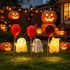 Cute Ghost Figurine with Balloon, Warm LED Ghost Night Light, Halloween Decoration for Bedroom Desk Table Centerpiece Cozy Ornament Gift