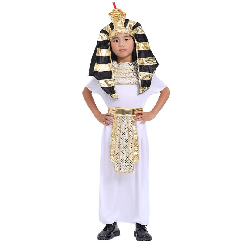 Child Pharaoh Cosplay Costume Ancient Egyptian King Outfit Halloween Props Party