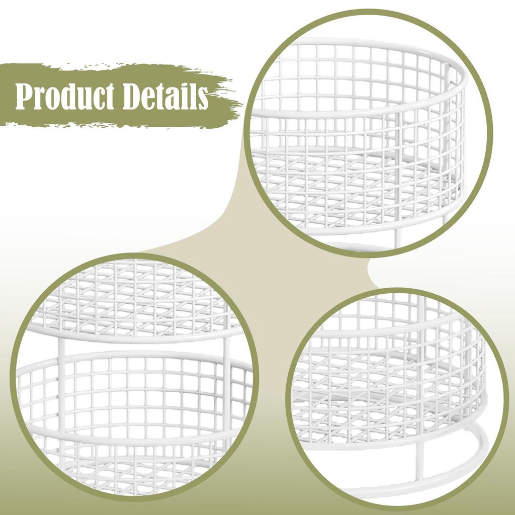 Metal Wire Storage Basket Countertop Organizer Shelf Space Saving Double Layer