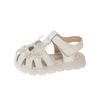 Girls Princess Sandals Lace Bows Hollowed-out Kids Beach Shoes T-strap Soft Sole 2025 Summer New Baby Walking Shoes Size 15-26
