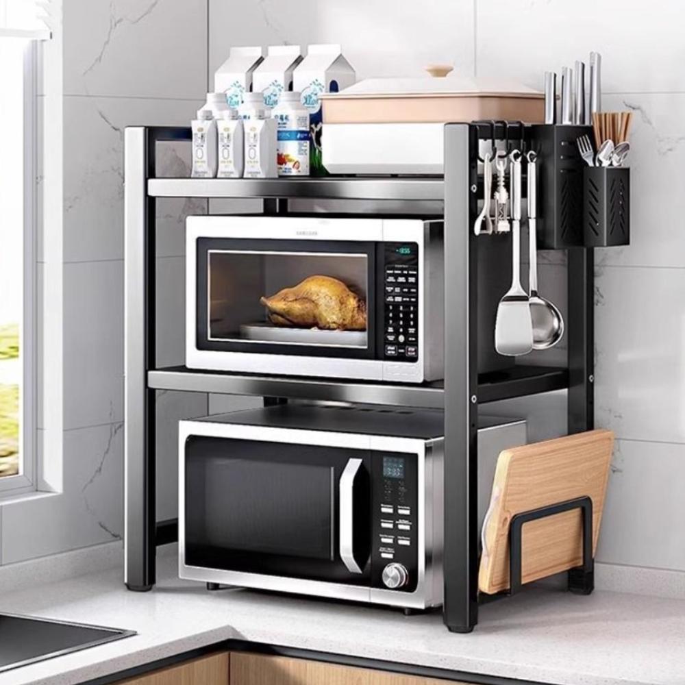 Hushålls Multifunktionellt Bredd- och Höjdjusterbart Förvaringsställ Kök Rostfritt och Tjockt Runt Smidigt Stabilt Förvaringsställ