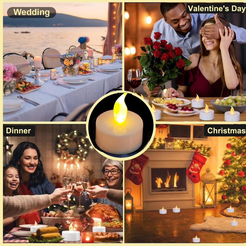 12Pack Flickering Led Tea Lights with Auto Timer 6 Hours On 18 Off In 24 Hour Cycle Flameless Led Tea Lights Candles Home Decor