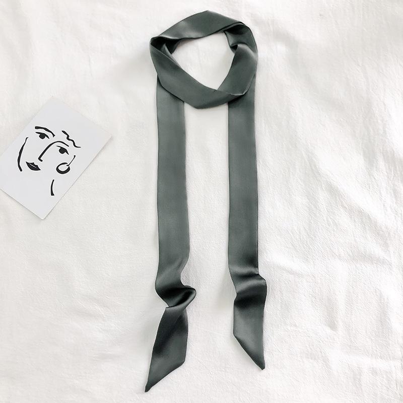 Women's Solid Silk Ribbon Scarf: Thin, Long, Narrow Neck Tie & Shirt Accessory