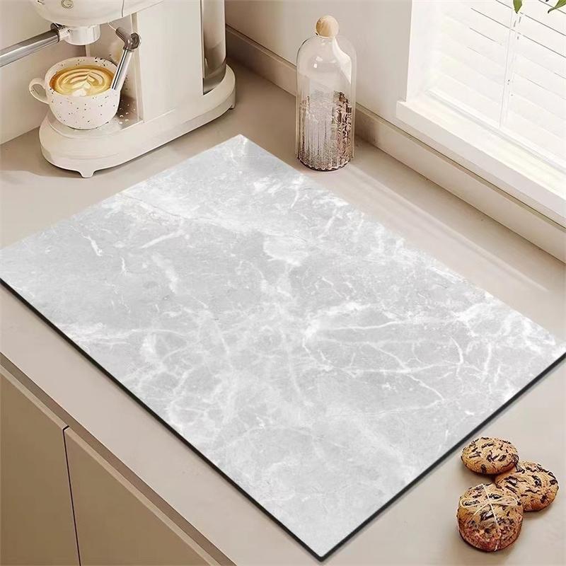 Marble Pattern Printed Kitchen Countertop Drain Pad Anti-Scald Heat-Resistant Dish Drying Pad Home Drying Coffee Tableware Mat