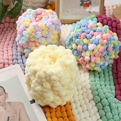 100g DIY Handmade Crochet Thick Yarn Cute Mixed Color Plush Space-Dyed Garment Accessories Pom-Pom Design Weaving Multi-Color