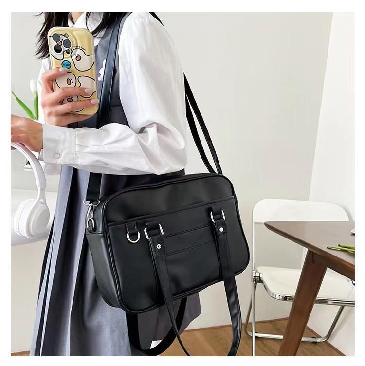 Japanese Academy Style JK Uniform Crossbody Bag – Solid Color PU Shoulder Handbag for Women and Students
