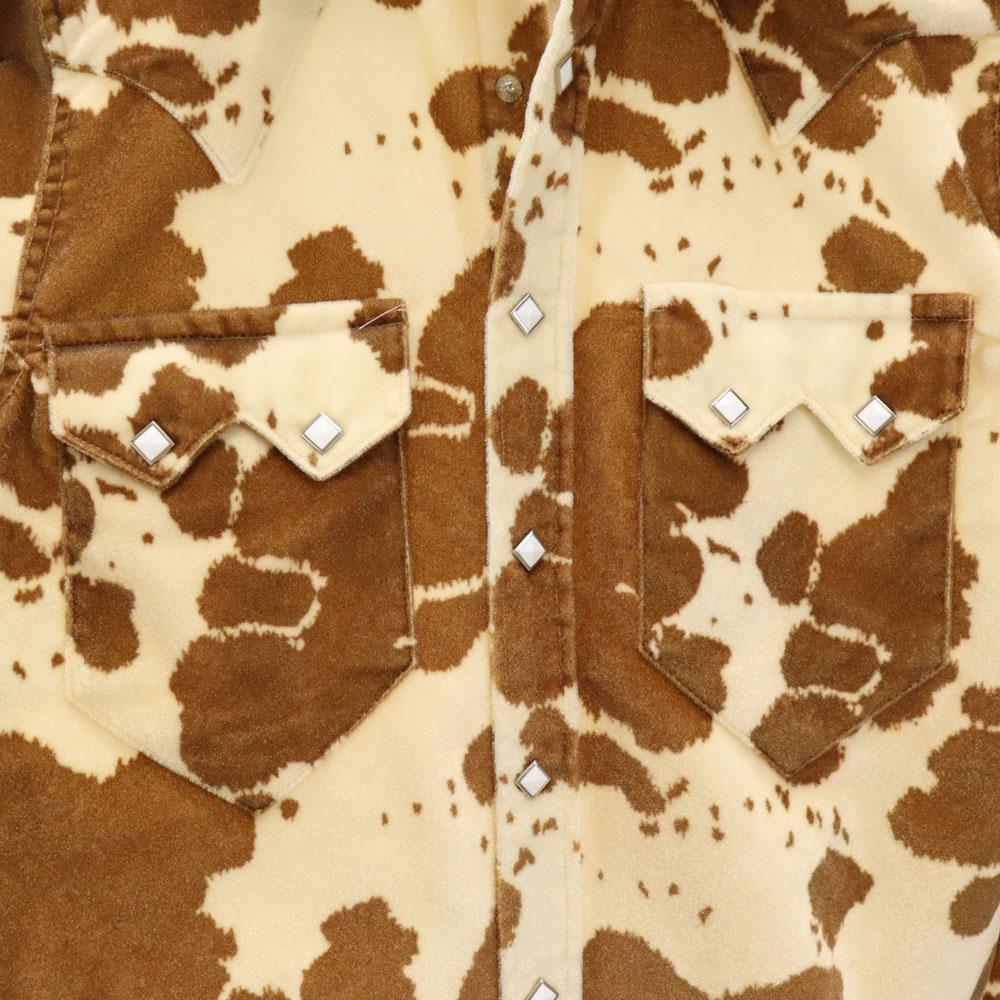RockMount 70s Made In USA Vintage Cow Print Overall Handle Long Sleeve Western Shirt Men's Used