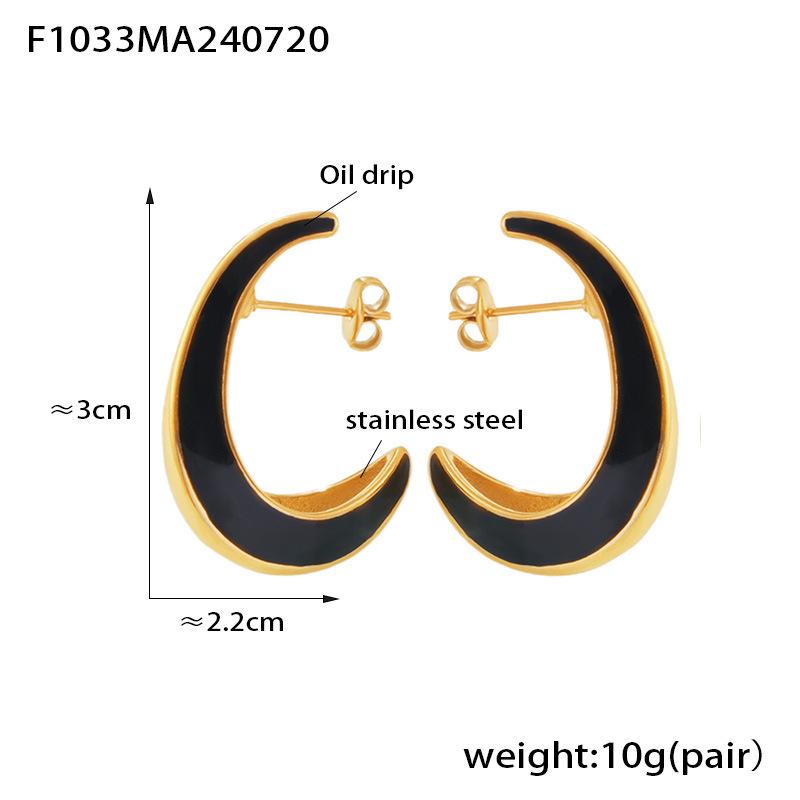 European Chic 18K Gold Plated Crescent Drop Earrings