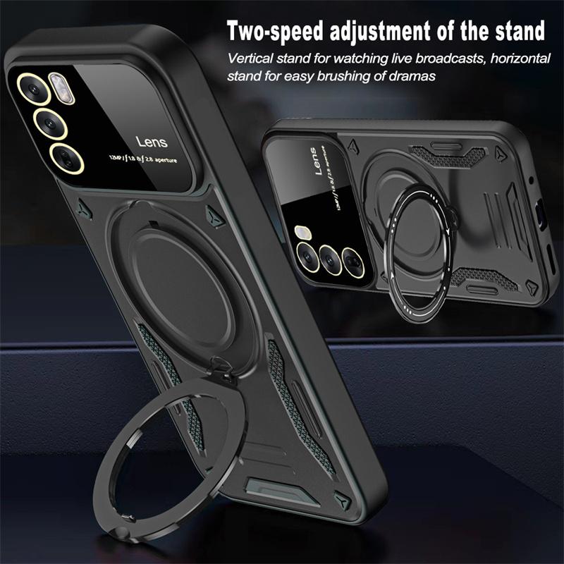 For OPPO Reno 12 Pro 5G Case Shockproof Armor Magnetic Phone Cases for Reno 12Pro Reno12 Pro 5G Stand Holder Ring Back Cover