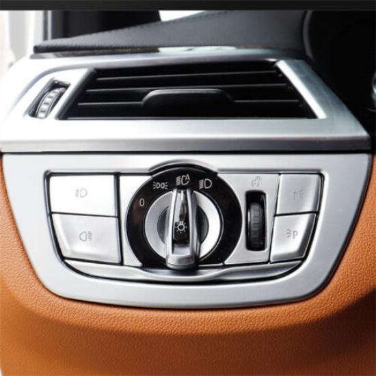 6pcs Silver ABS Car Front Headlight Switch Button Cover For BMW 5 G30 G31 17-23