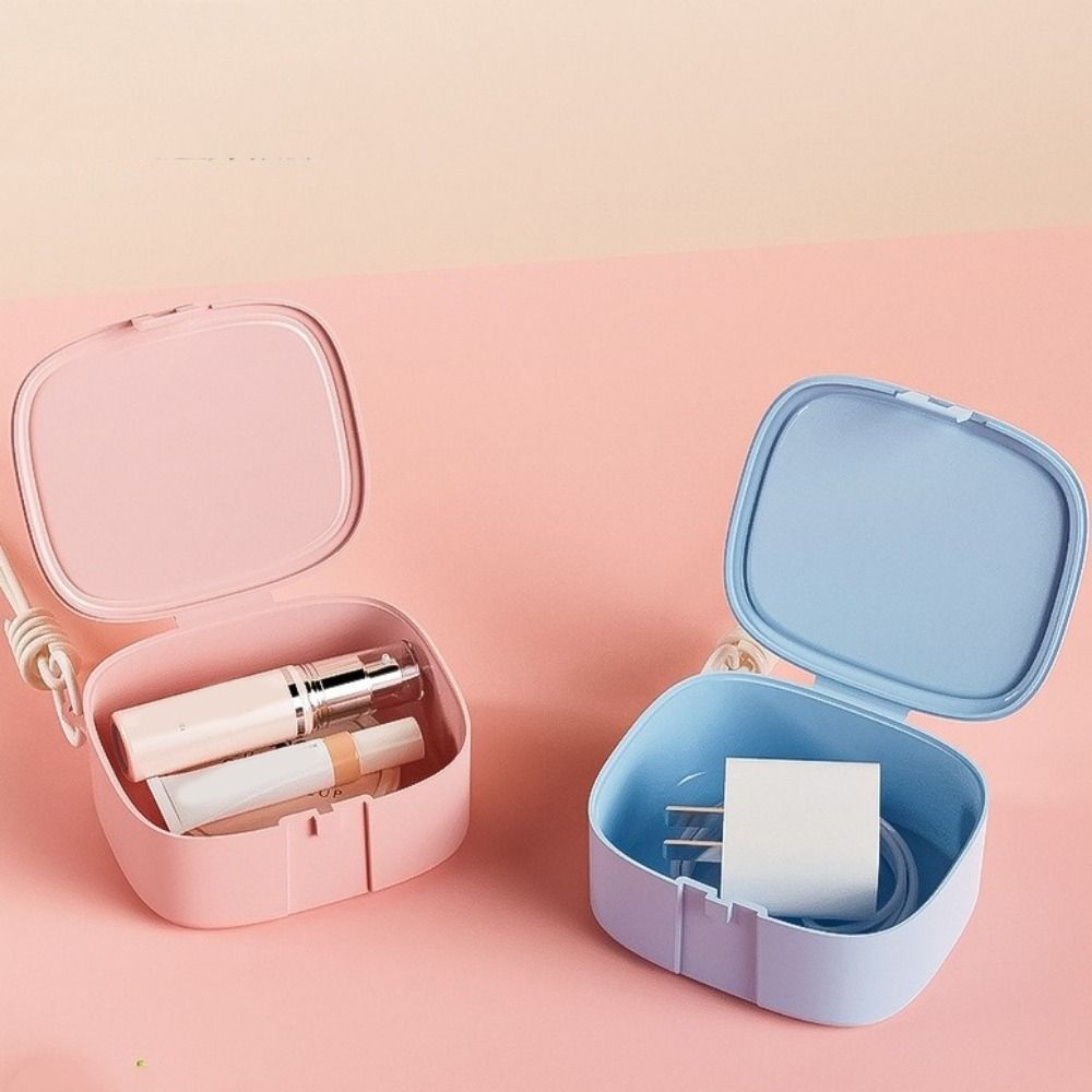 Plastic Data Cable Storage Box Dust-proof Anti-slip Makeup Storage Box with Phone Holder Large Capacity Lipstick Organizer