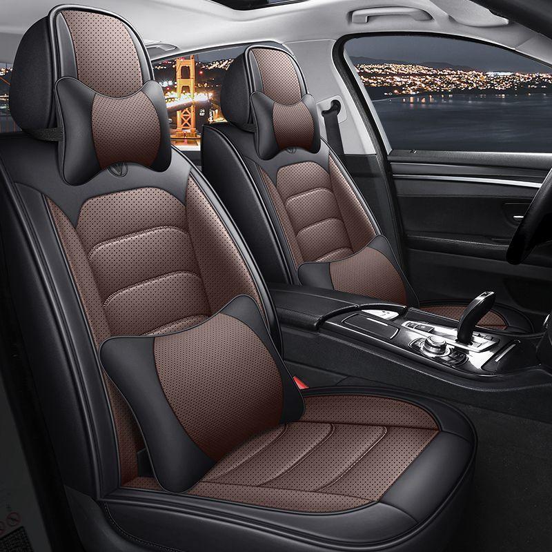 Car Seat Covers Full Set, 5 Seats Universal Leather Seat Covers for Cars, Breathable Automotive Seat Cover for Most Sedans, Trucks, SUVs