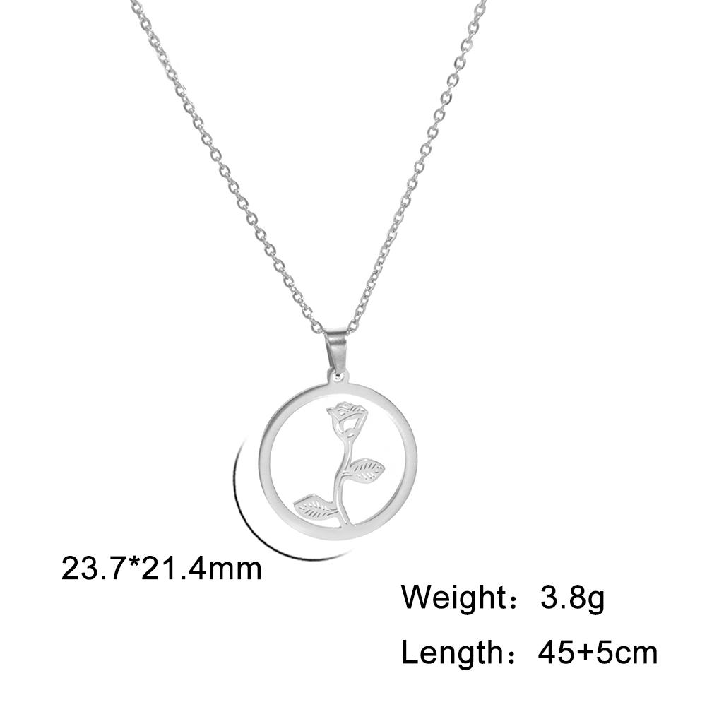 Cazador Stainless Steel Rose Flower Pendant Necklace Trendy Necklace for Women Jewelry Birthday Mother s Day Gift Wholesale 45cm