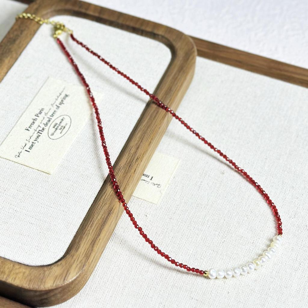 Year of the Rat Red Crystal & Pearl Necklace: Titanium Steel Luxury Gift