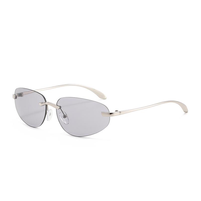 European Retro Frameless Cat Eye Sunglasses – UV Protection, Y2K Style for Women & Men