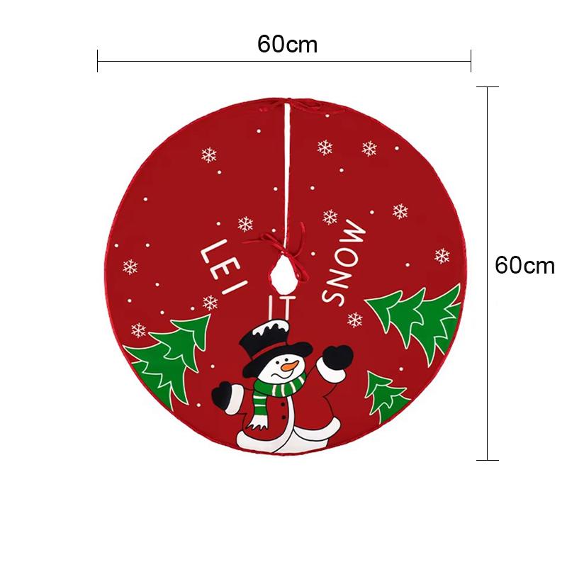 90/60cm Christmas Tree Skirt Red Snowflake Santa Claus Printed Xmas Tree Carpet Christmas Decor Mat New Year for Home Decor