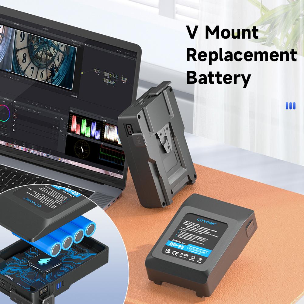 Sony V-Lock BP Piller için V Montajlı Pil BP-95 Kamera Yayını LED Video Işığı Blackmagic URSA Mini Pro