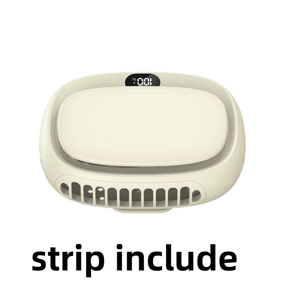

Display Screen Portable Rechargeable Fan Large Capacity Battery Hanging Neck Fan Travel Accessory бежевый