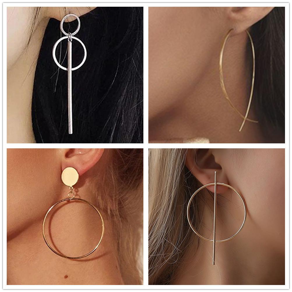 Metal Tassel Earrings for Women Long Circle Dangle Earrings Geometric Round Drop Earrings Brief Jewelry pendientes
