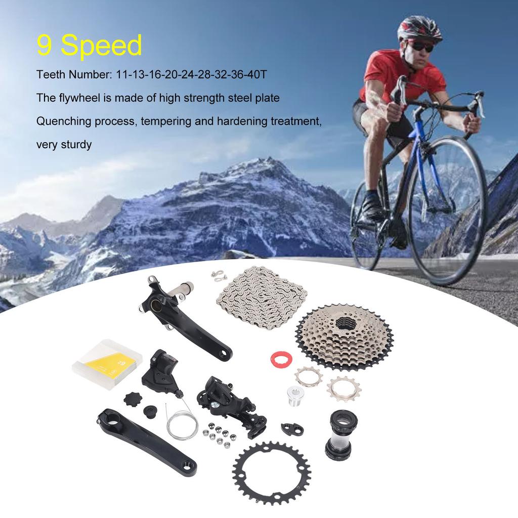 9 Speed Groupset 11 To 40T Bike Speed Cassette Crank Shift Lever Rear Derailleur Chain Set 32T Crankset