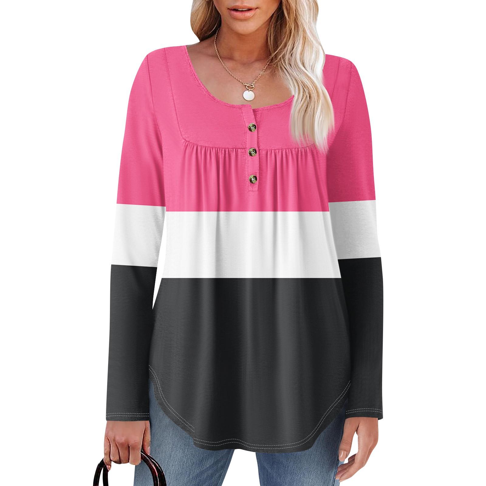 

Женская туника с длинным рукавом, свободные топы, повседневные топы оверсайз, плиссированная туника, застегивающаяся на пуговицы, повседневные женские топы с принтом S