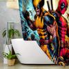 1pc MARVEL Deadpool & Wolverine Shower Curtain with Hooks - Polyester Fabric, Vibrant Superhero Print, Bold Graphic Design for