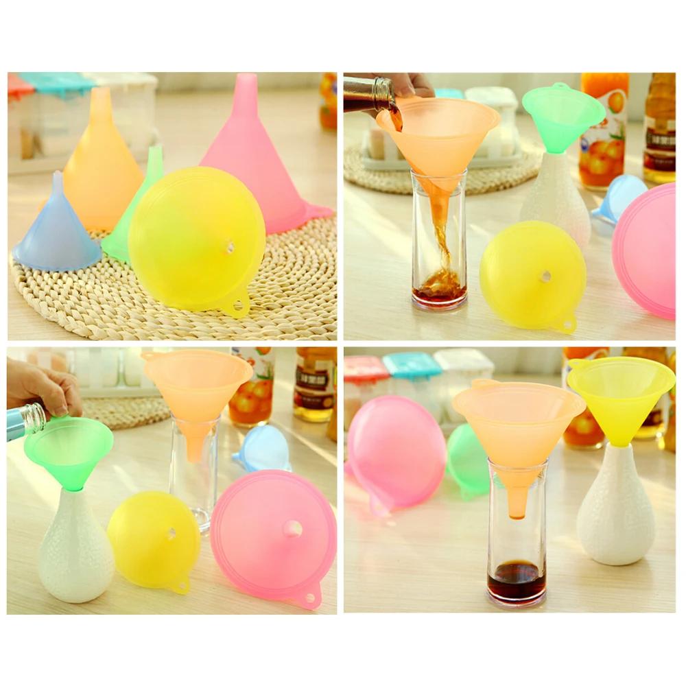 Kitchen Items Pinkycolor Translucent 5pcs/set Kitchen Mini Funnel Bar Wine Flask Funnels Food-grade Material