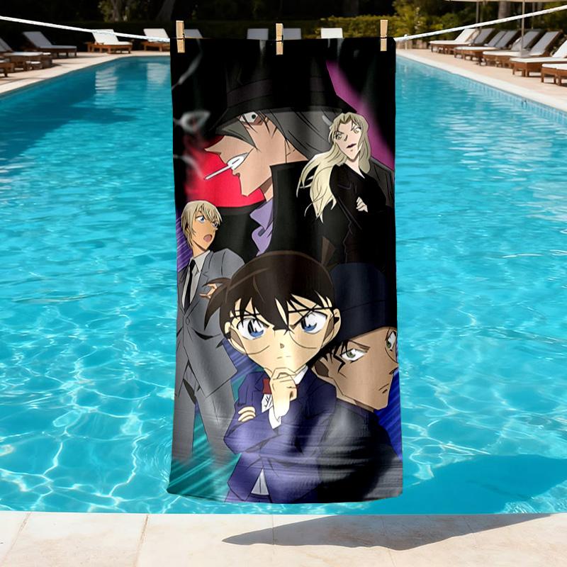 Detective Conan Print Beach Towel Design, Soft, Lightweight. for Home Bathroom, Spa, Pool, Yoga, Surfing, Camping, Gift for Family, Friend