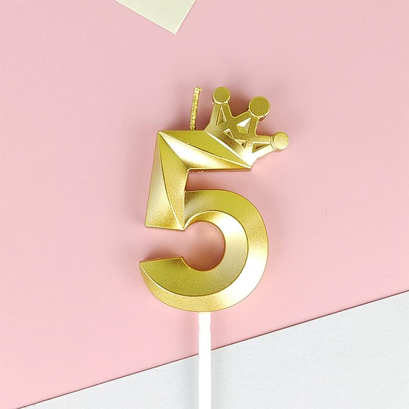 Crown Candle Birthday Decoration Sliver Gold Digital 0-9 Cake Topper Decoration Baby Shower and Anniversary Day Decor Supplies