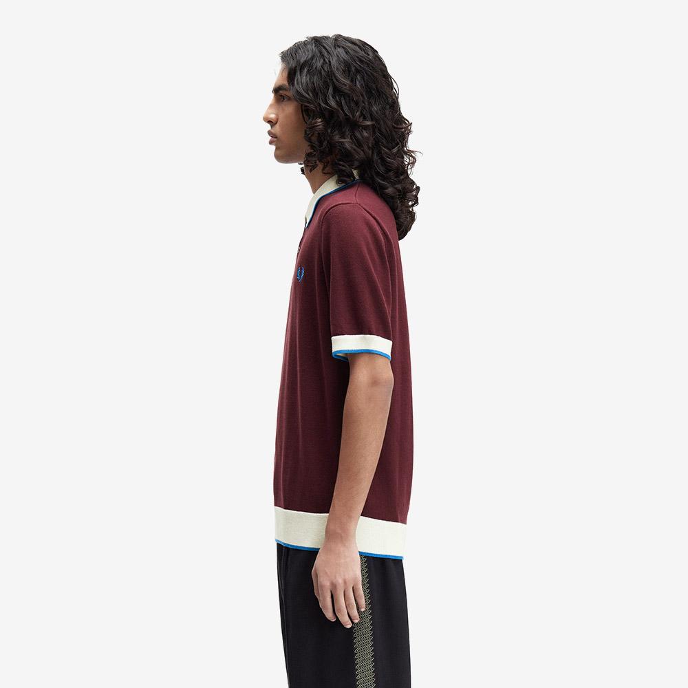 FRED PERRY [Sharp] Contrast Tip Knit Shirt - Oxblood Afpm253K315-597