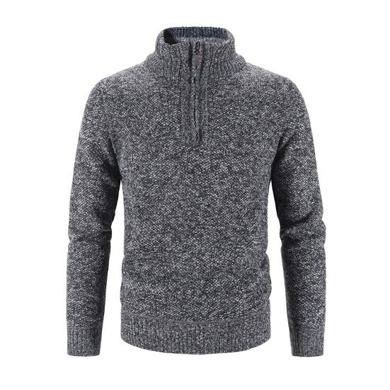 

Мужской свитер, пальто, полумолния, трикотаж, эластичный, с длинными рукавами, воротником-стойкой, верхняя одежда, чистый цвет, повседневная одежда в английском стиле, школьный свитер средней длины XL темно-серого