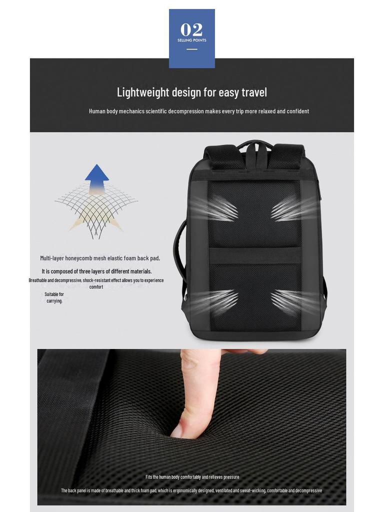 High-Capacity Waterproof Men's Business Travel Backpack - Fashionable and Durable for Laptops