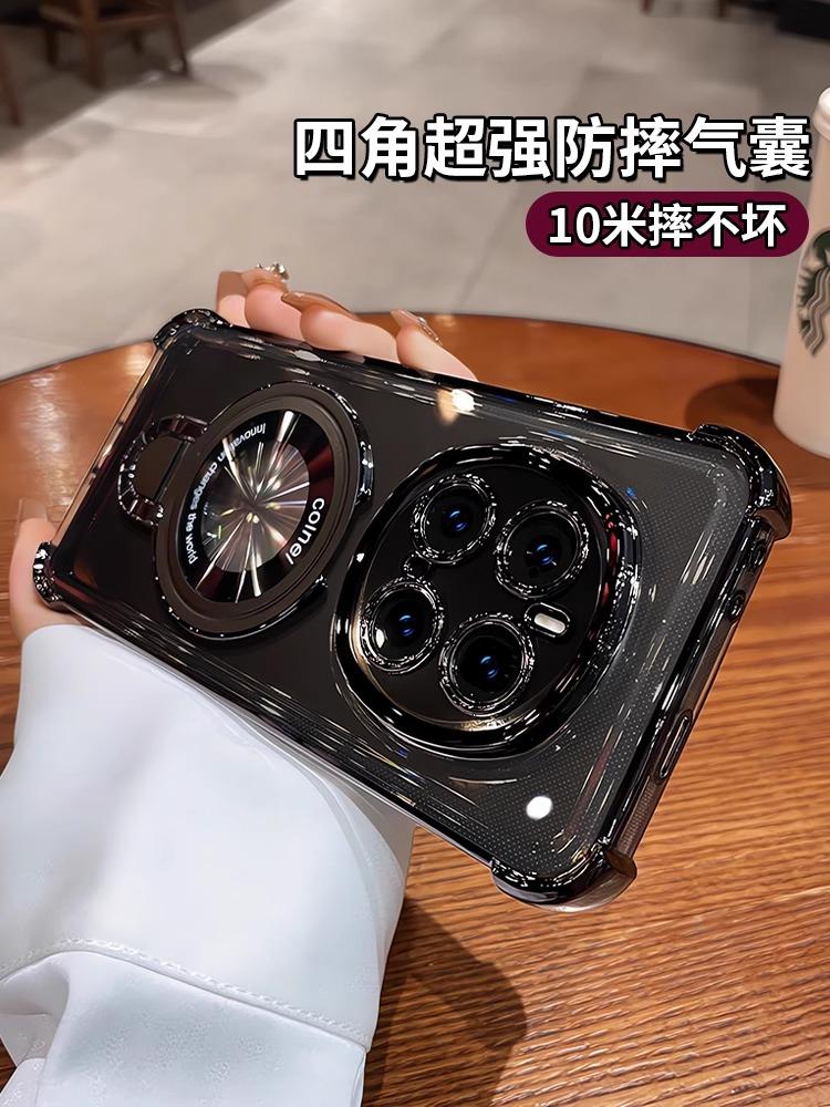 For Honor Magic 7 Lite 6 5 Lite X9C Case Magnetic Holder Luxury Plating Airbag Soft Silicone Transparent Shockproof Back Cover