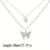 Double Layer Butterfly Necklace for Women - Elegant -Accented Chain Jewelry, Minimalist Lightweight Design for Everyday & Party Wear