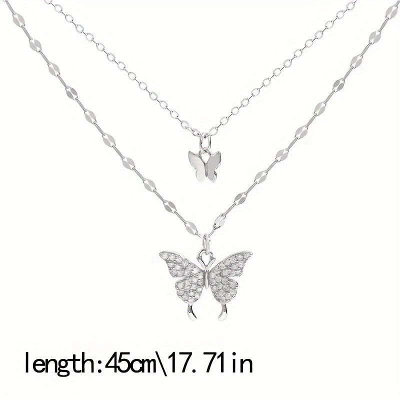 Double Layer Butterfly Necklace for Women - Elegant -Accented Chain Jewelry, Minimalist Lightweight Design for Everyday & Party Wear