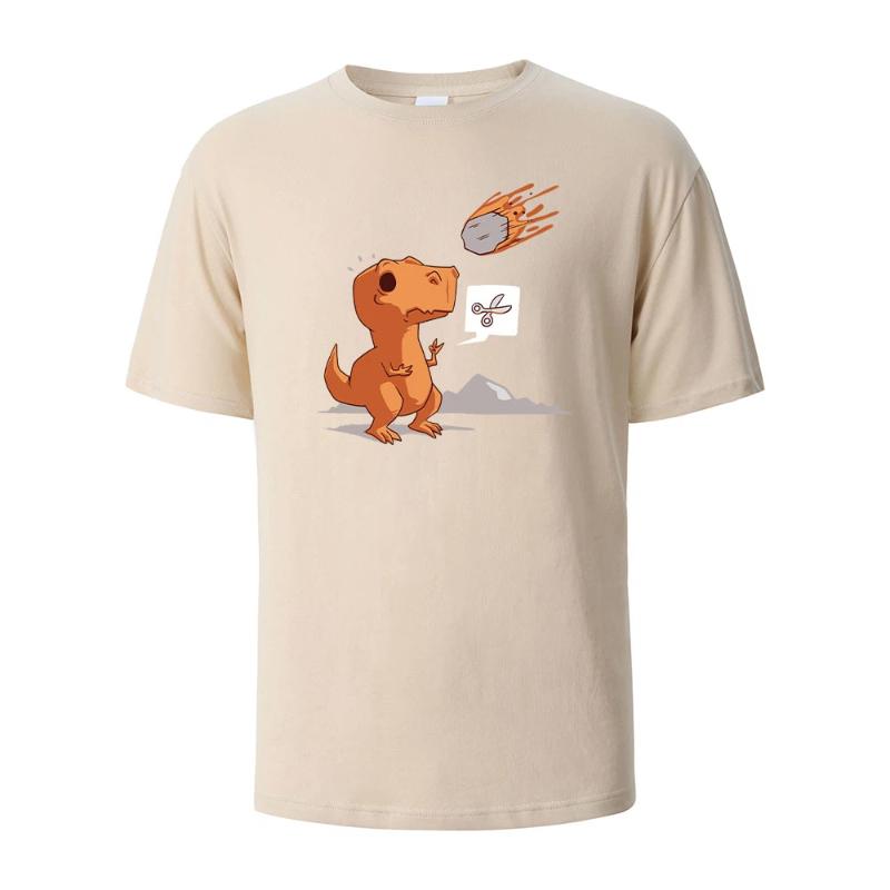 Dinosaurier und Meteorit Aufdruck Streetwear T-Shirt Lässige Kurzarm Oberteile Sommer T-Shirts Für Männer Frauen Baumwolle Rundhals Oversize