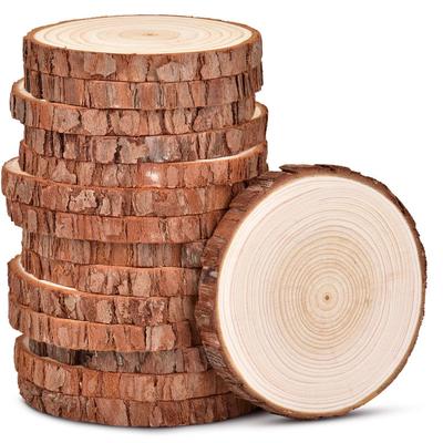 3–16 cm dicke, natürliche, runde, unbehandelte Holzscheiben aus Kiefernholz, Kreise mit Baumrindenscheiben, DIY-Bastelarbeiten, Hochzeitsfeier, Malerei, 1–10 Stück