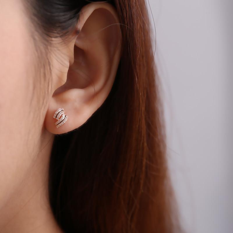 Fashionable Double Row Diamond Earrings for Women  New Trendy Light Luxury Niche Design Earrings