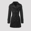 Womens Mid-Length Trench Coat With Hooded Design Waist-Tie Cinched Fit Lightweight Slimming Petite Frames