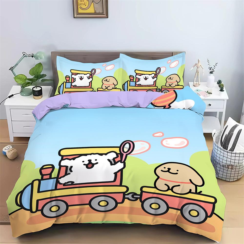Comforter New Cartoon Puppy Bedding Set 3D Digital Printed Pug Anime Kids Adult Size