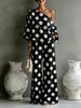 1116 Estate europea e americana nuovo colore pois off-the-shoulder elegante completo pantalone due pezzi per donna