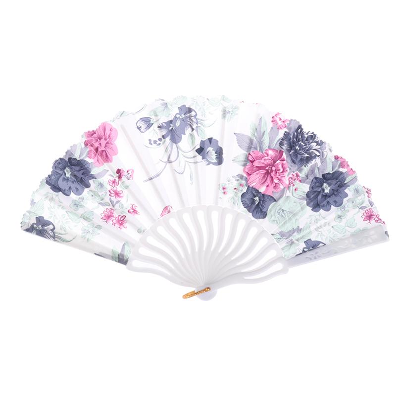 Retro Flower Printed Folding Fan Classical Dancing Fan Women Cheongsam Fan Portable Hand Held Fan Wedding Fan Decor Gifts