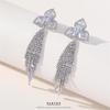 S925 Silver Needle Rhinestone Tassel Earrings - Exquisite Long Claw Chain with Colored Diamonds, European & American Style