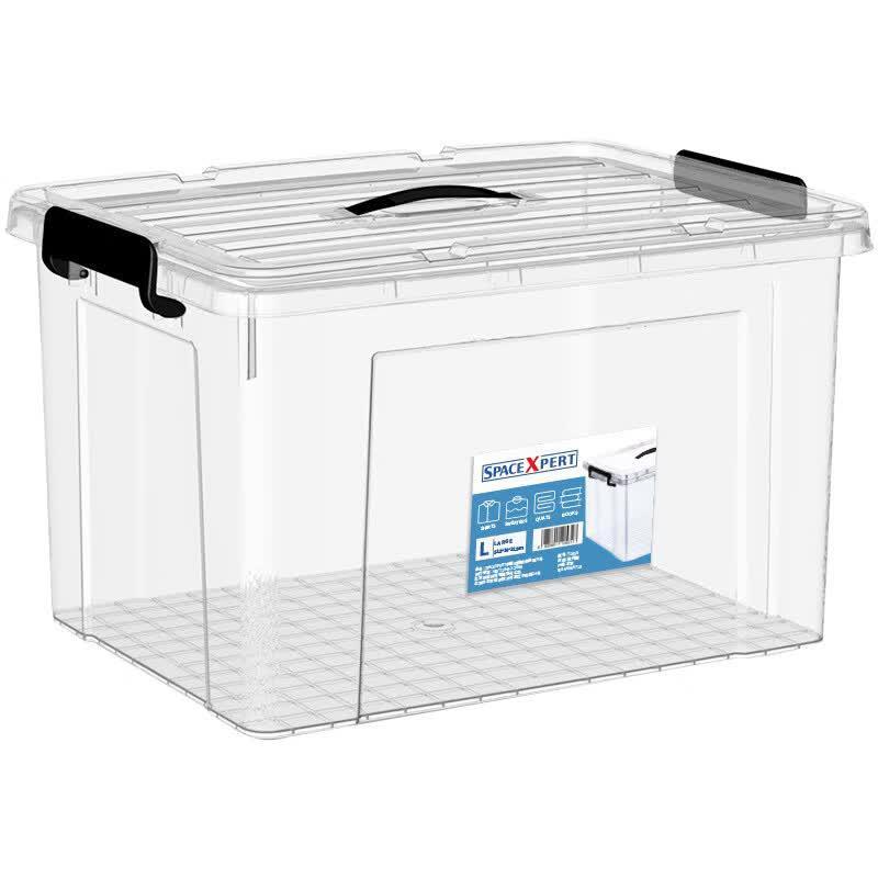 Transparent Plastic Storage Box with Lid and Handles